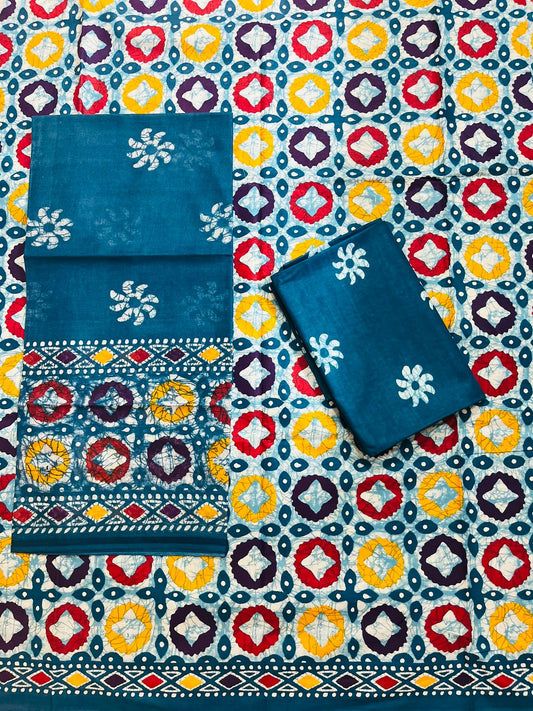 ₹525! Deeptex batik cotton printed dress materials