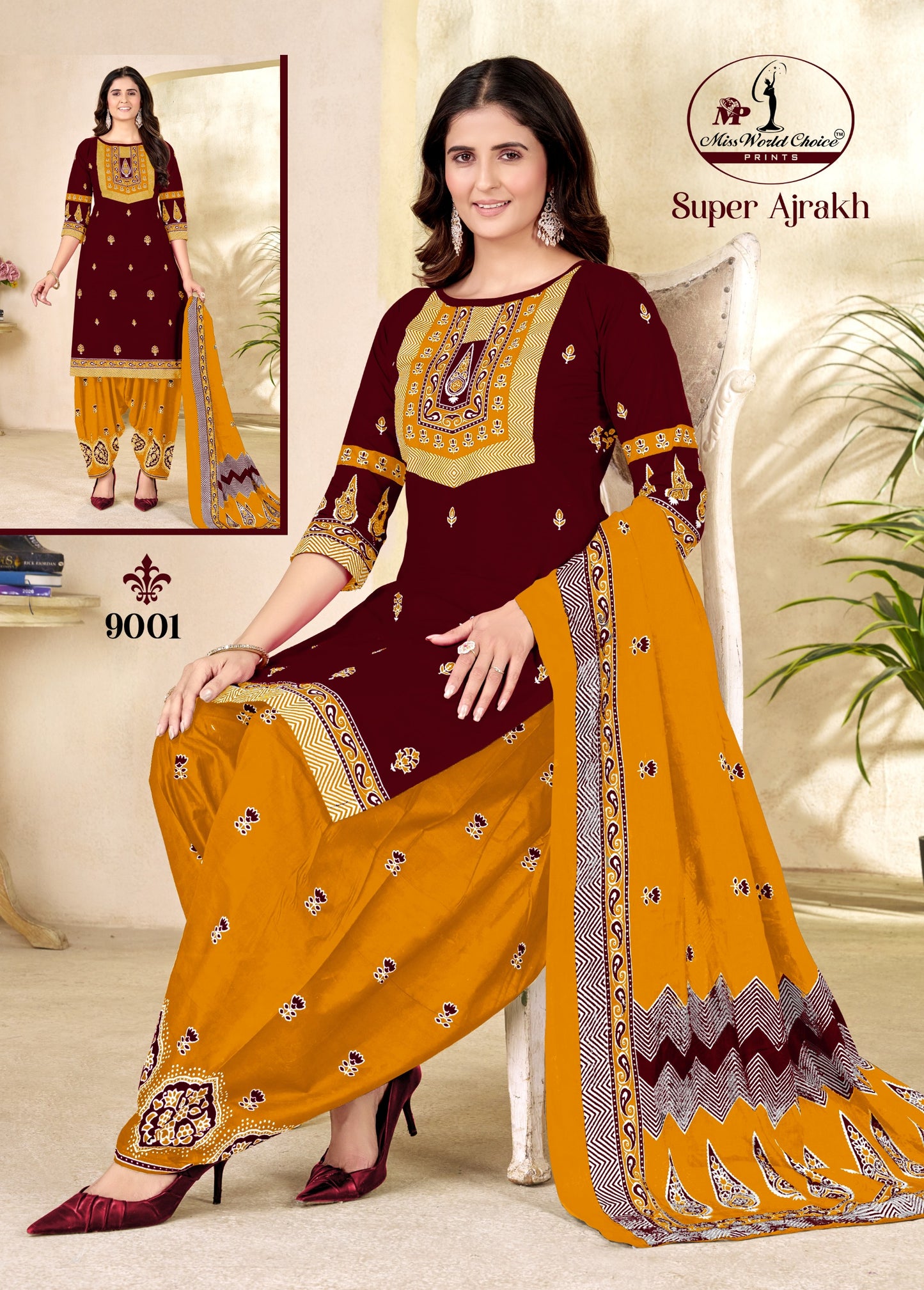 ₹499! Jiafashion Cotton Ajrakh Dress Materials