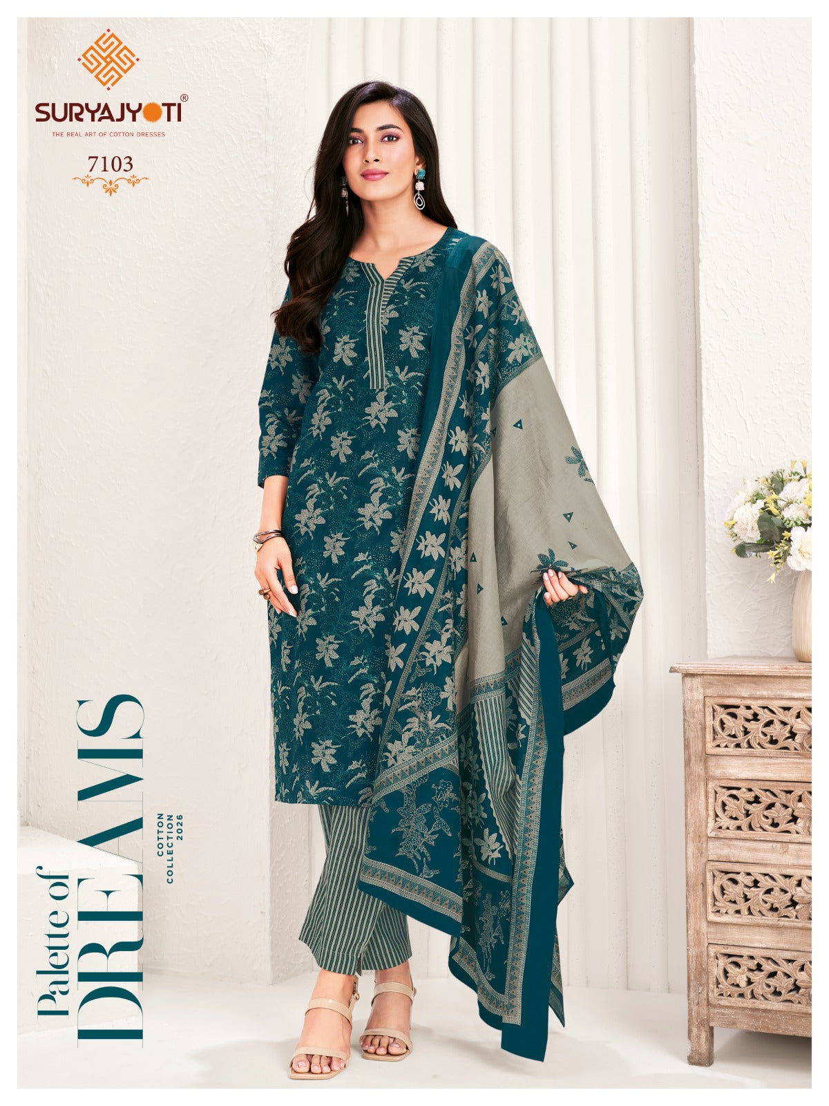 ₹599! Suryajyoti Trendy Cotton Printed Suits