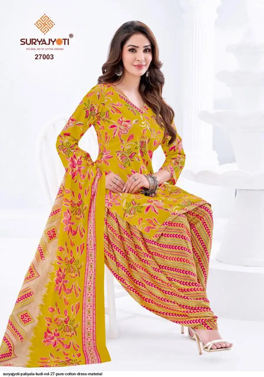 ₹725! Suryajyoti Patiyala Cotton Dress Materials