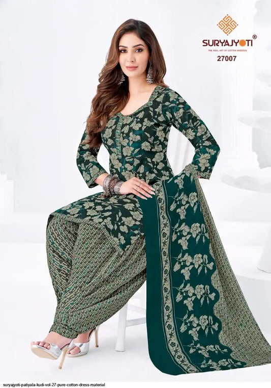 ₹725! Suryajyoti Patiyala Cotton Dress Materials