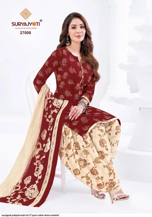 ₹725! Suryajyoti Patiyala Cotton Dress Materials