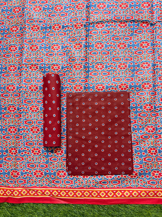₹549! Jiafashion Ajrakh Print Cotton Dress Materials