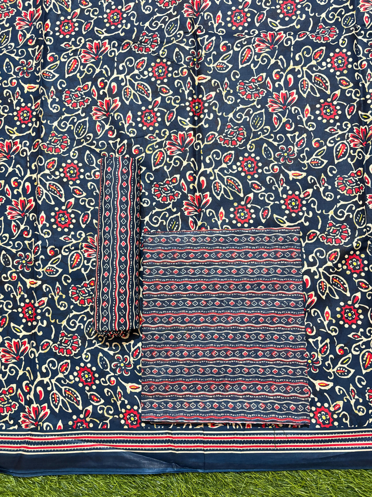 ₹549! Jiafashion Ajrakh Print Cotton Dress Materials