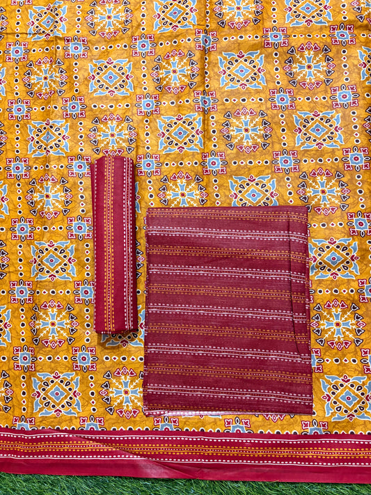 ₹549! Jiafashion Ajrakh Print Cotton Dress Materials