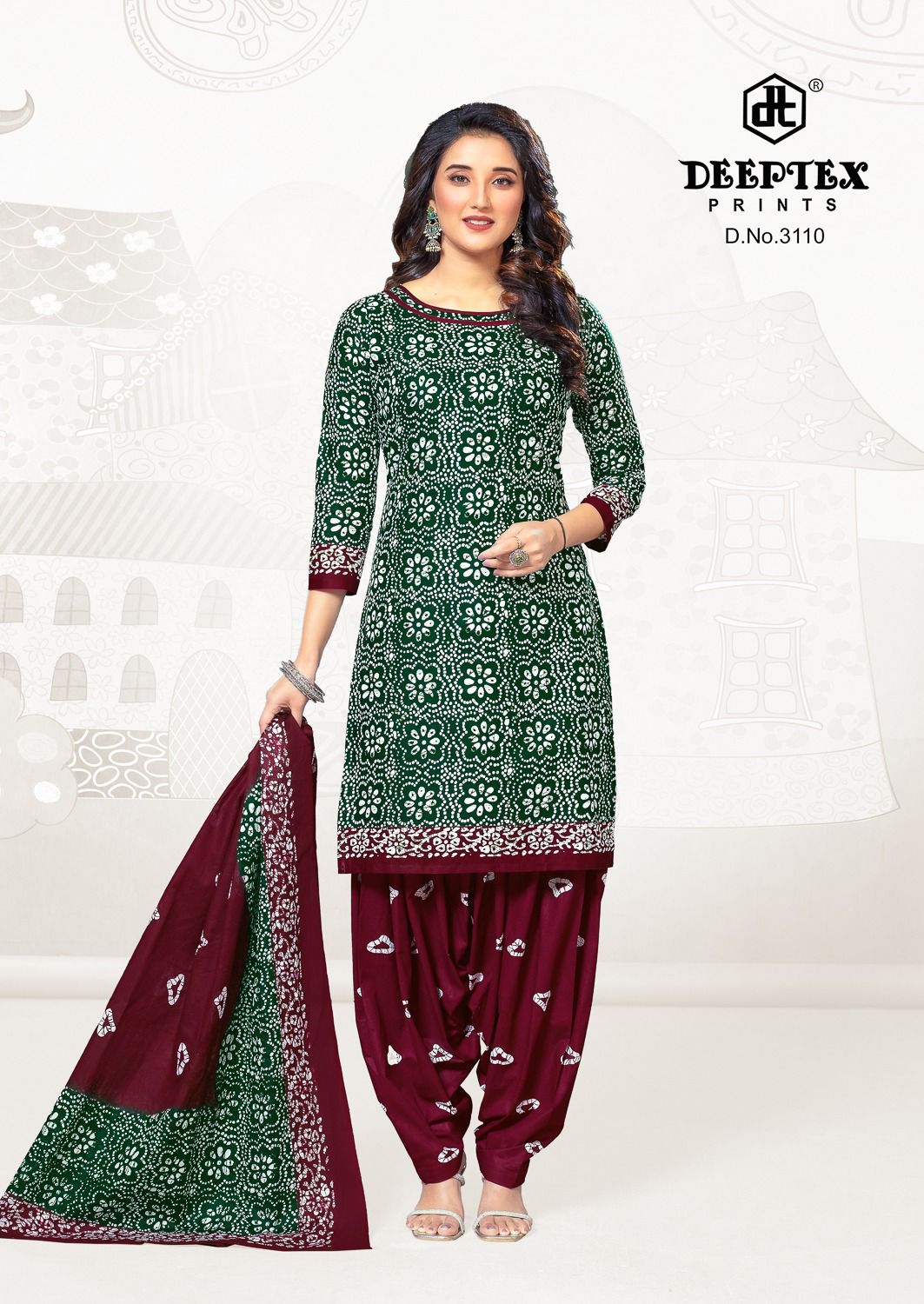 ₹525! Deeptex batik cotton printed dress materials