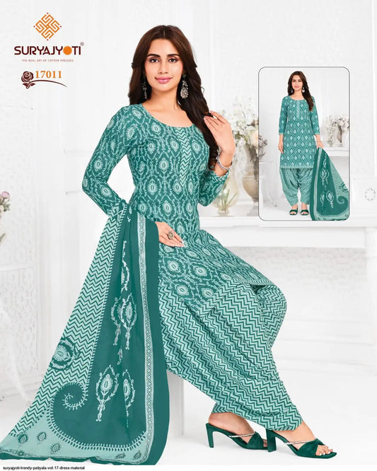 ₹599! Suryajyoti Trendy Patiayla Cotton Printed Suits