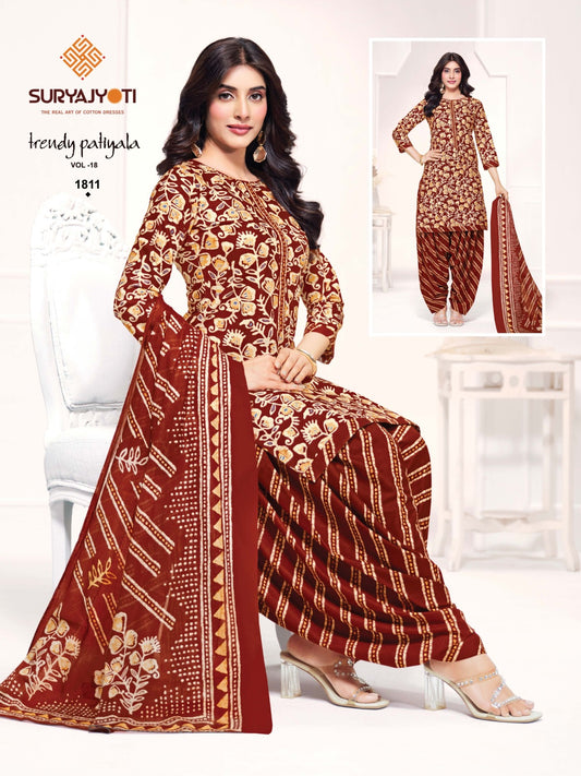 ₹699! Suryajyoti Trendy Patiayla Cotton Printed Suits