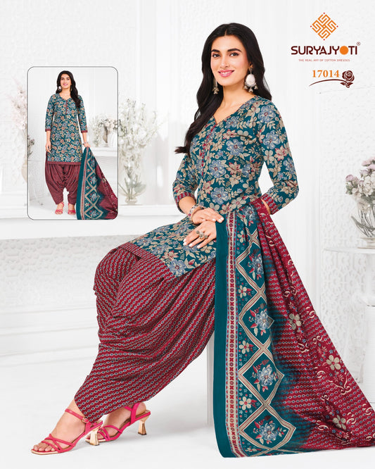 ₹599! Suryajyoti Trendy Patiayla Cotton Printed Suits