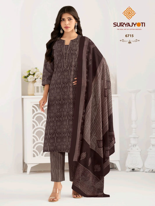 ₹ 599! Suryajyoti trendy Cotton printed Dress Materials