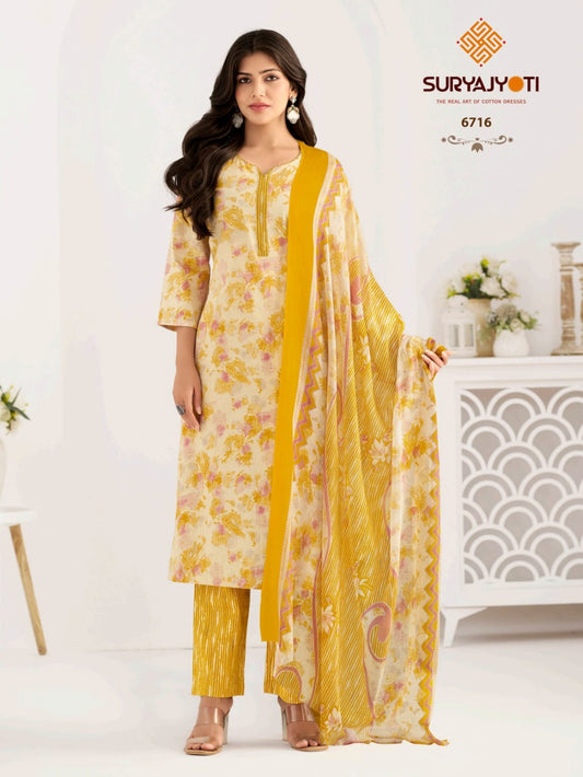 ₹ 599! Suryajyoti trendy Cotton printed Dress Materials