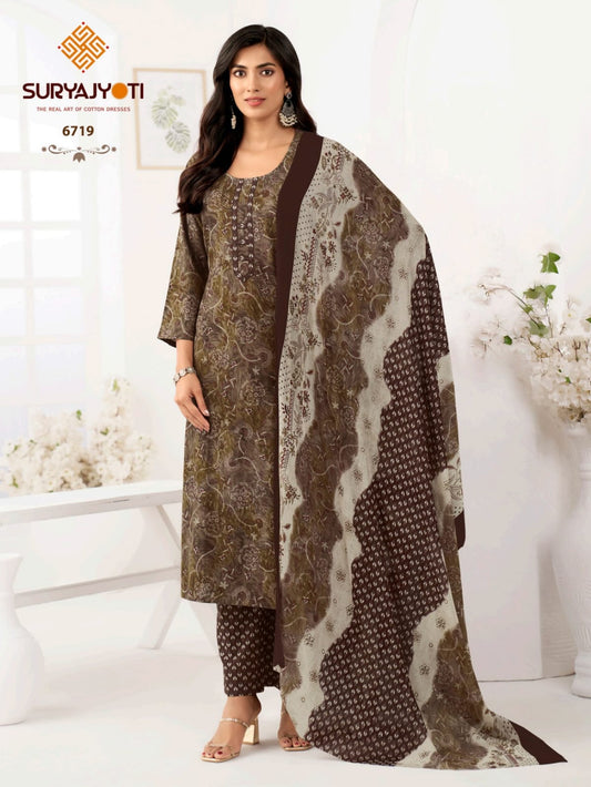 ₹ 599! Suryajyoti trendy Cotton printed Dress Materials