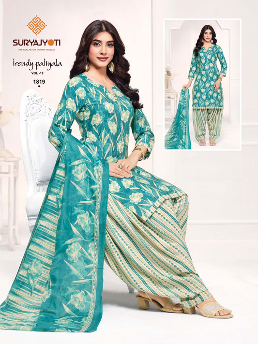 ₹699! Suryajyoti Trendy Patiayla Cotton Printed Suits