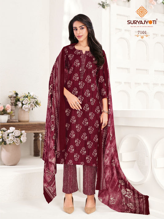 ₹599! Suryajyoti Trendy Cotton Printed Suits