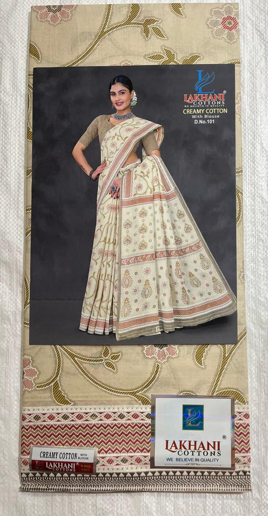 ₹799! Jiafashion Creamy Cotton Printed Sarees