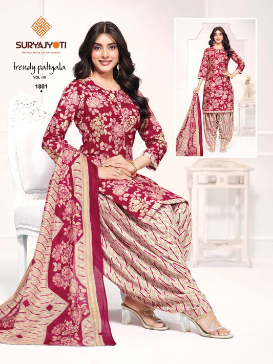 ₹699! Suryajyoti Trendy Patiayla Cotton Printed Suits