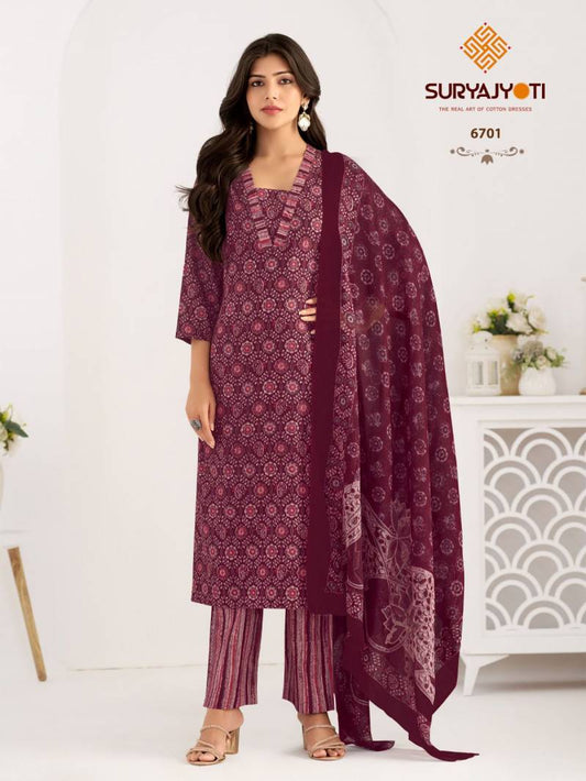 ₹ 599! Suryajyoti trendy Cotton printed Dress Materials