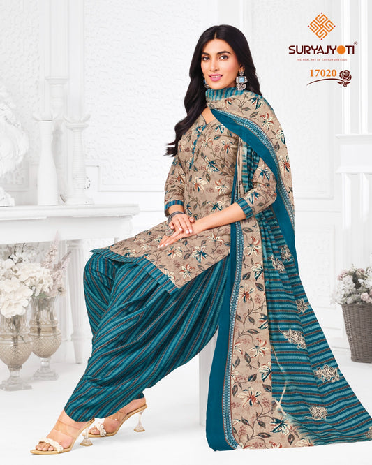 ₹599! Suryajyoti Trendy Patiayla Cotton Printed Suits