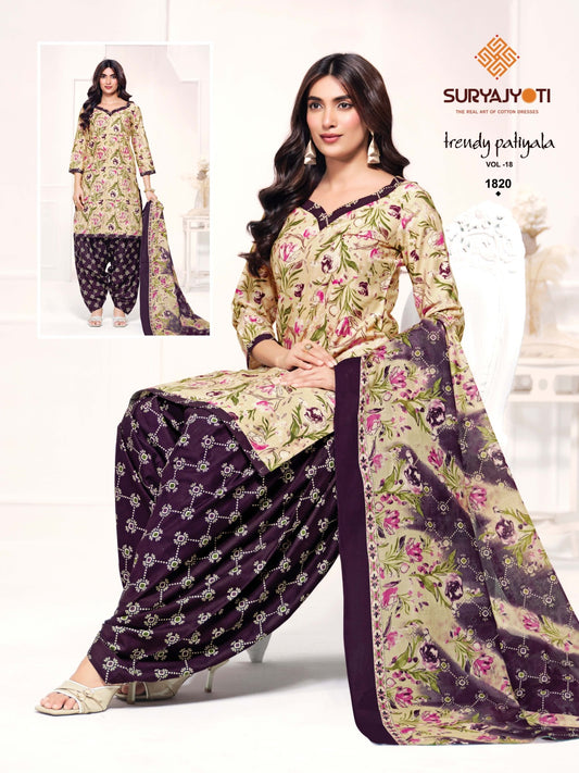 ₹699! Suryajyoti Trendy Patiayla Cotton Printed Suits