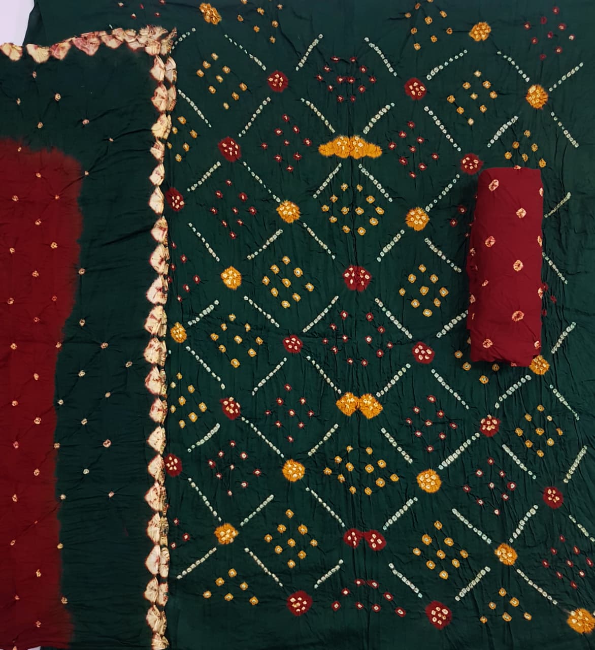 ₹849!  Jiafashion Lawn Cotton Bandhej Suits