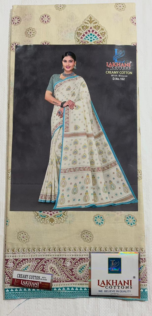 ₹799! Jiafashion Creamy Cotton Printed Sarees