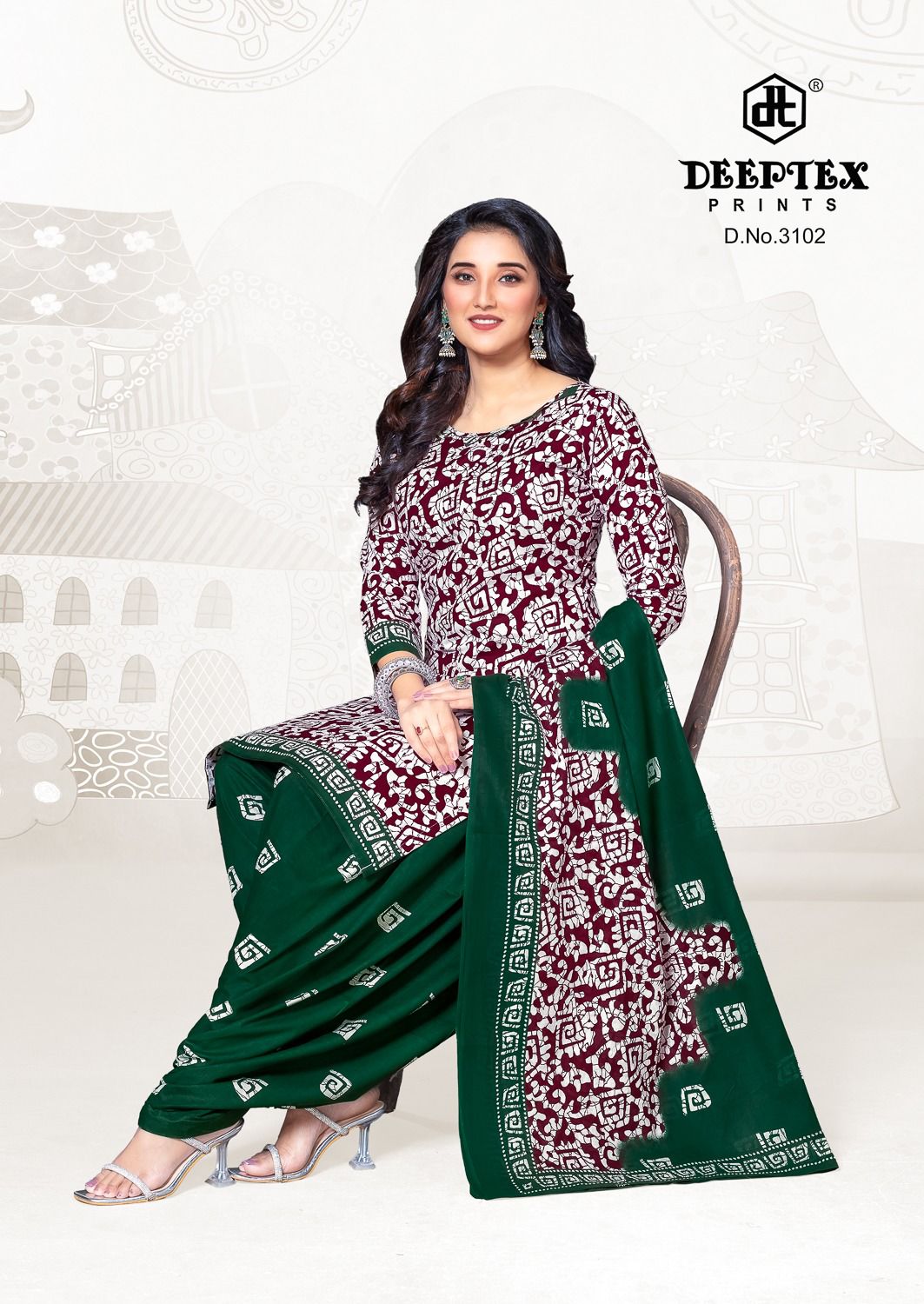 ₹525! Deeptex batik cotton printed dress materials