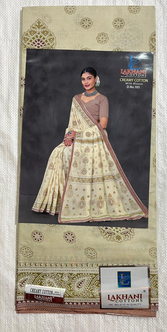 ₹799! Jiafashion Creamy Cotton Printed Sarees