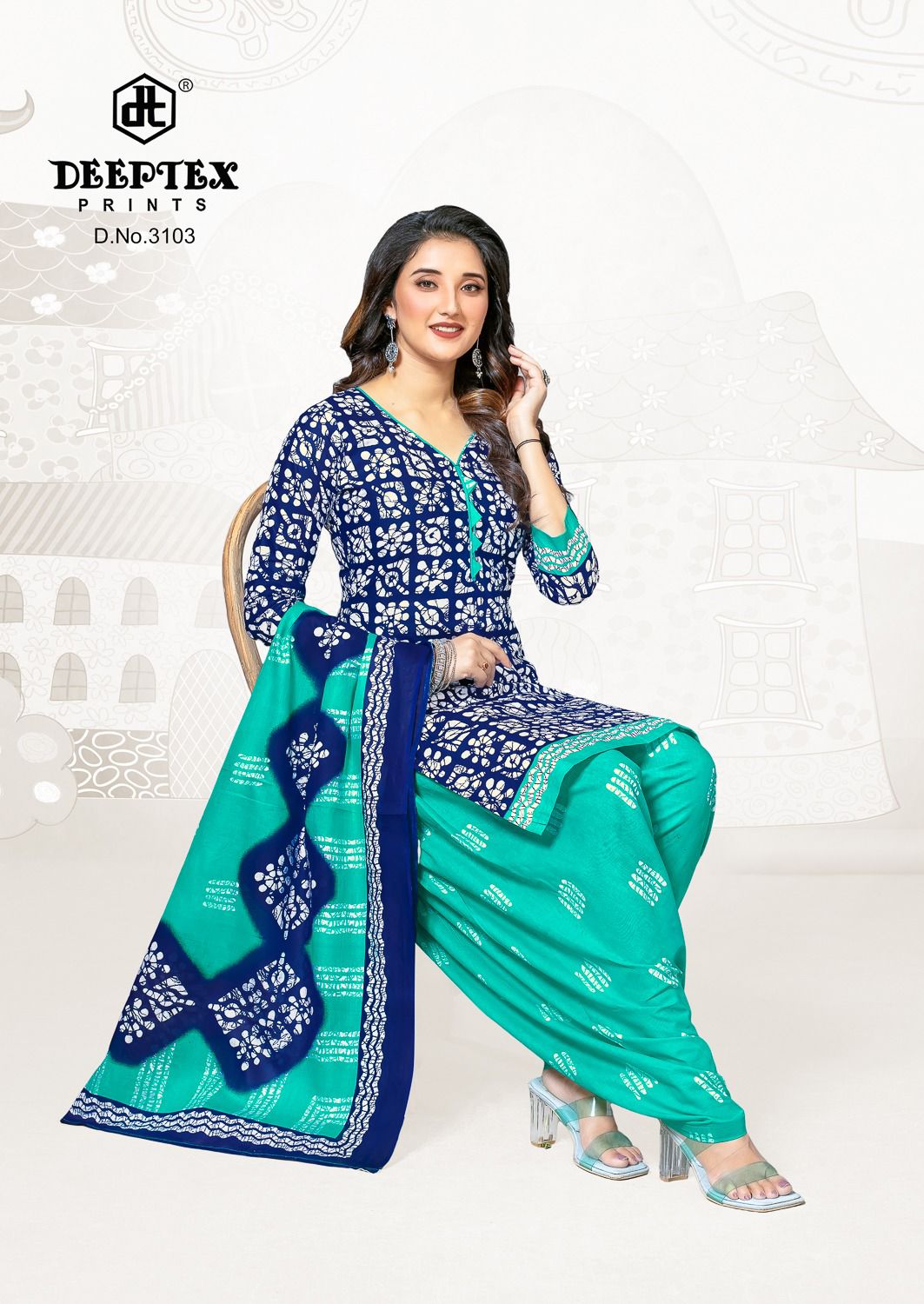 ₹525! Deeptex batik cotton printed dress materials