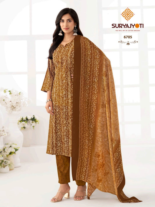 ₹ 599! Suryajyoti trendy Cotton printed Dress Materials