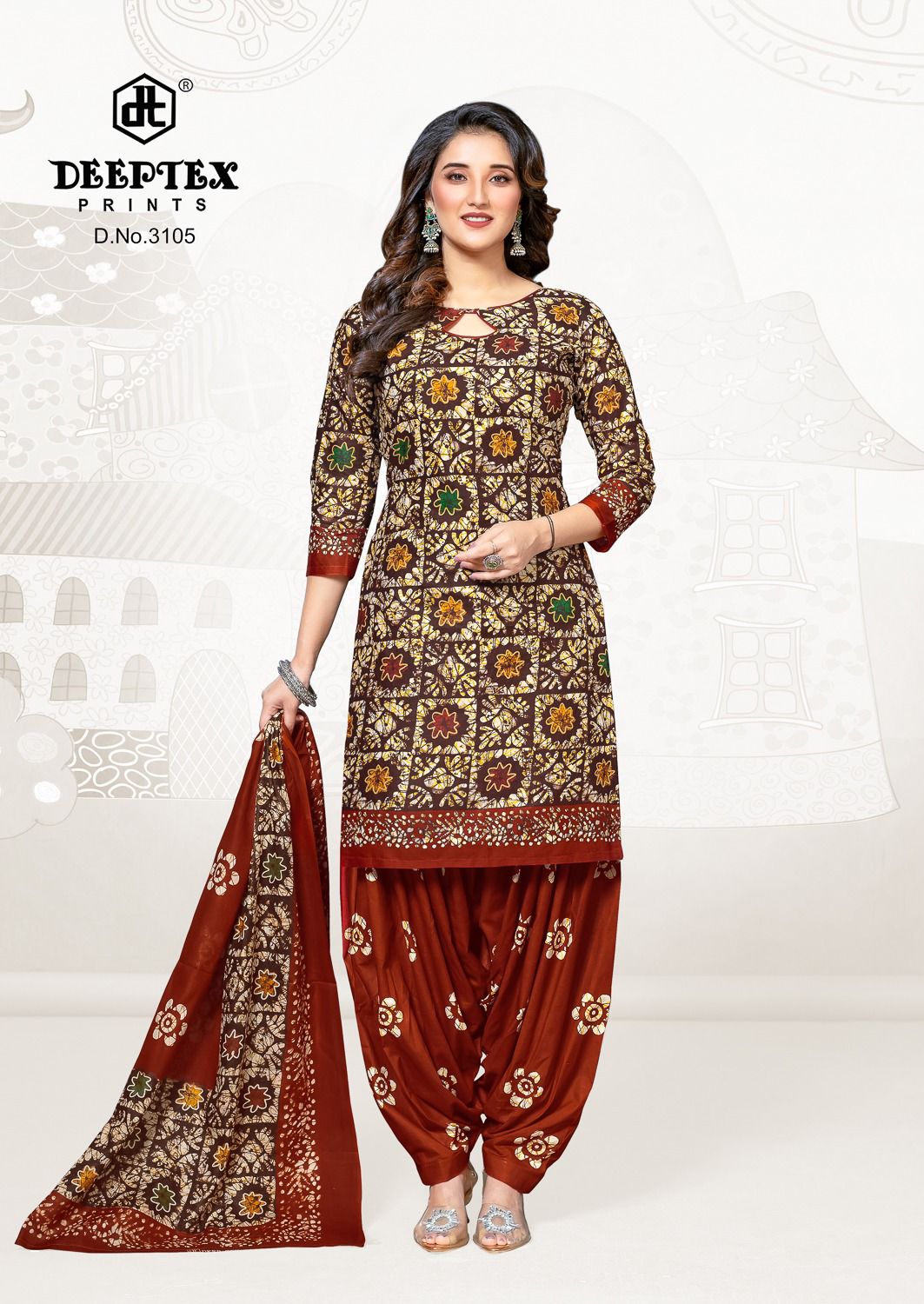 ₹525! Deeptex batik cotton printed dress materials
