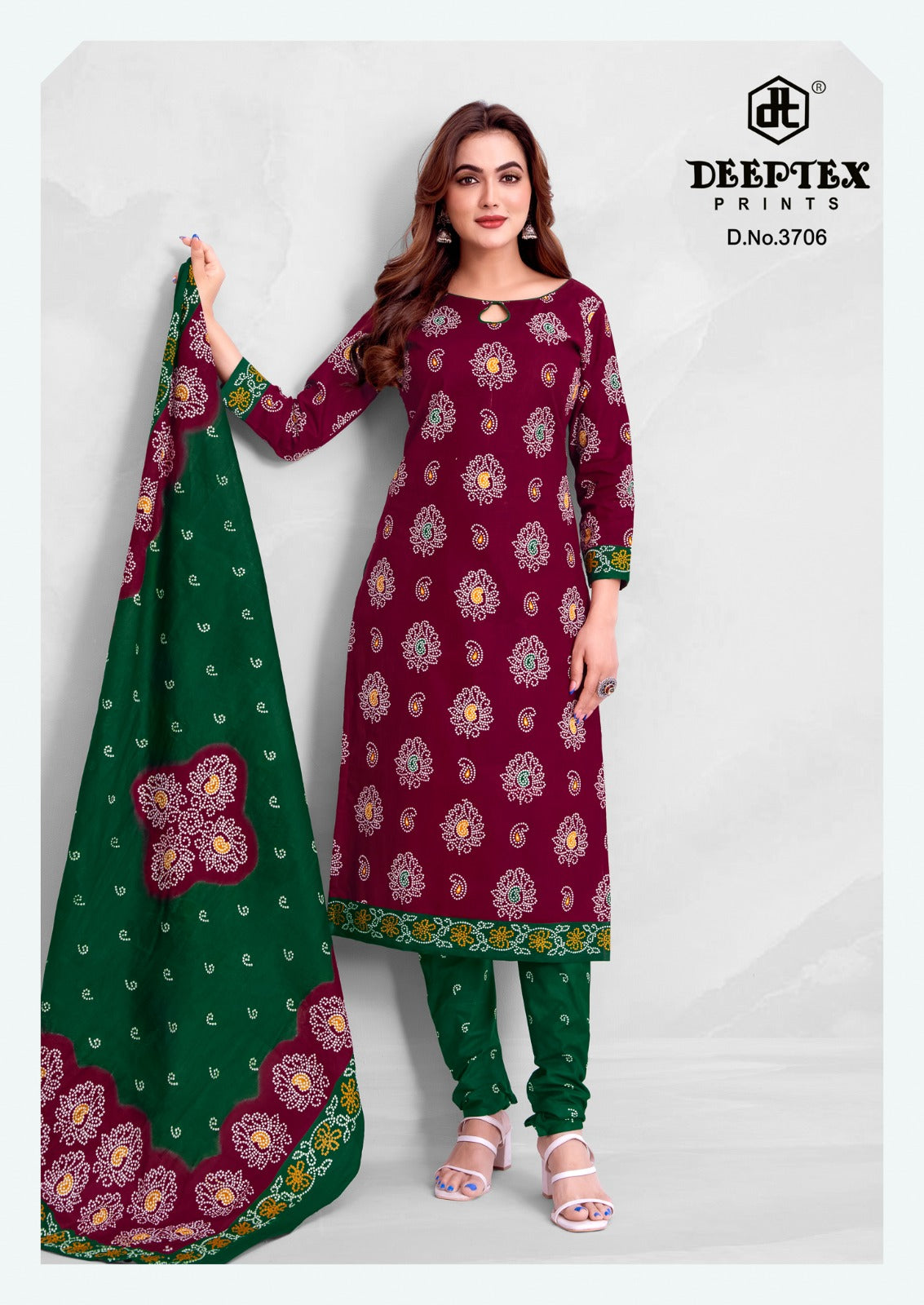 ₹549! Deeptex Bandhani Cotton Dress Materials