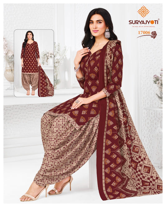 ₹599! Suryajyoti Trendy Patiayla Cotton Printed Suits