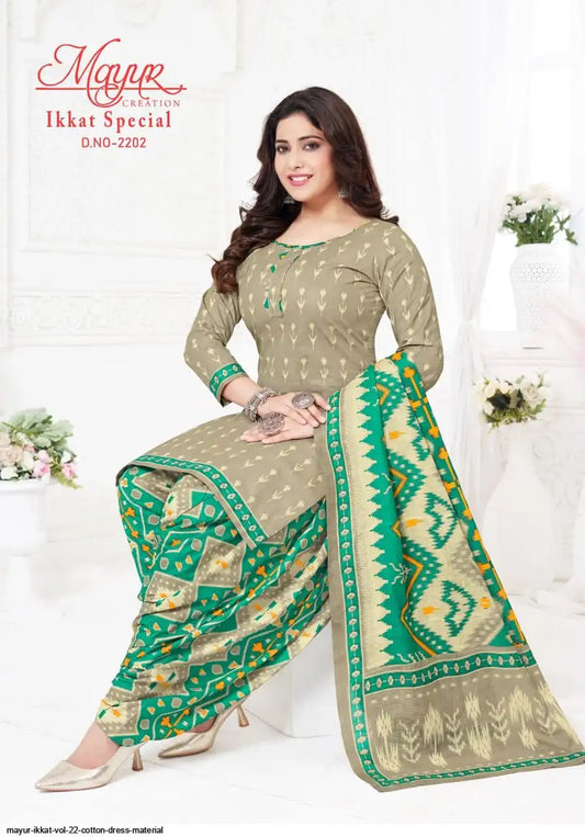 ₹549! Mayur ikkat cotton printed dress materials